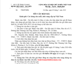 Yêu cầu báo giá 03/05/2024