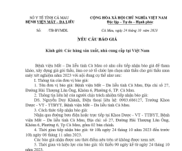 Mời chào giá mua máy xét nghiệm năm 2023 