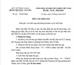 YÊU CẦU BÁO GIÁ Mua sắm thiết bị y tế năm 2025-2026